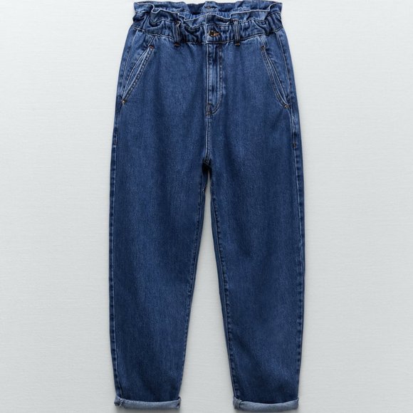 Zara Jeans Zara Baggy Paperbag Jeans With Cinched Waist 25 26